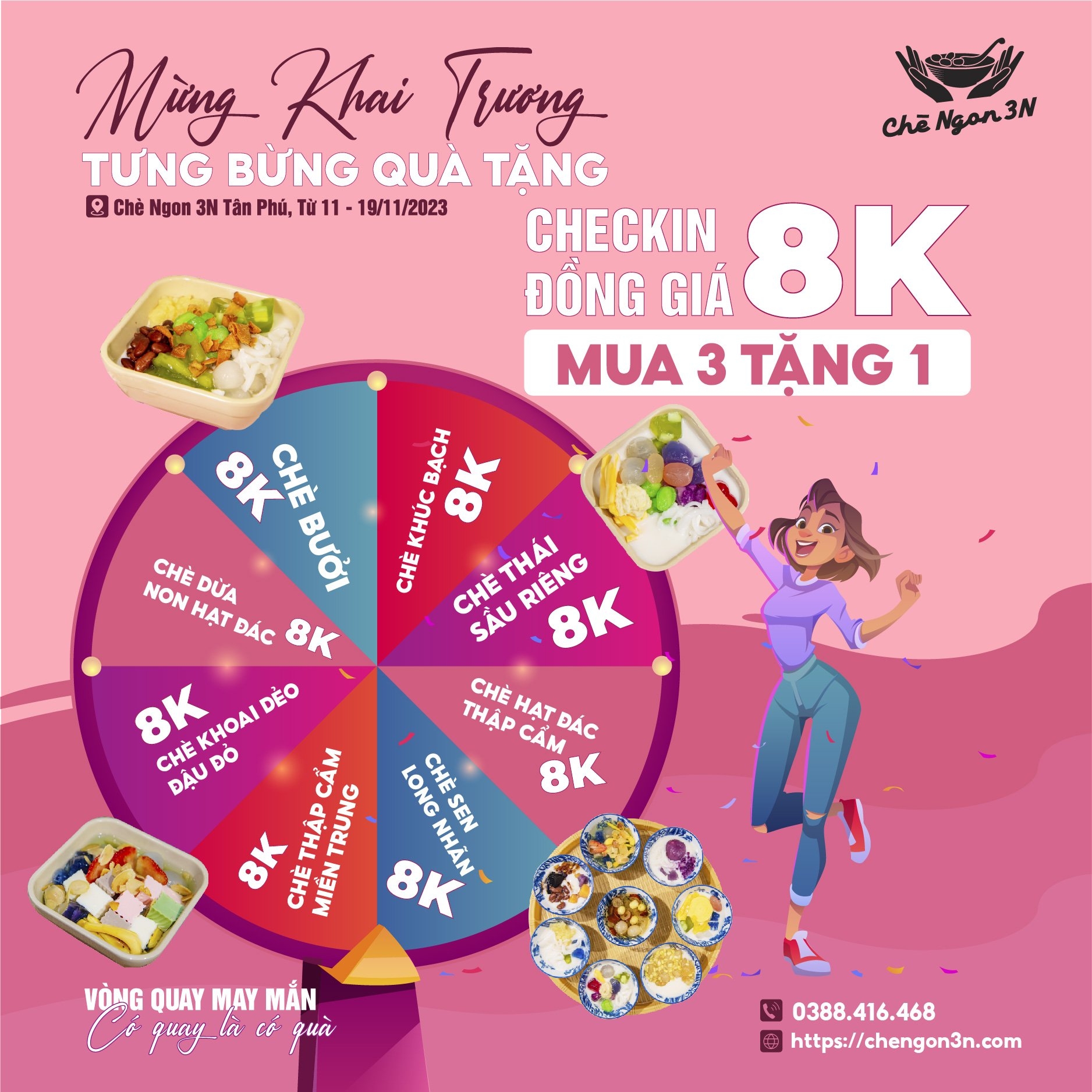 Thiết kế vòng quay may mắn Chè 3 Ngon